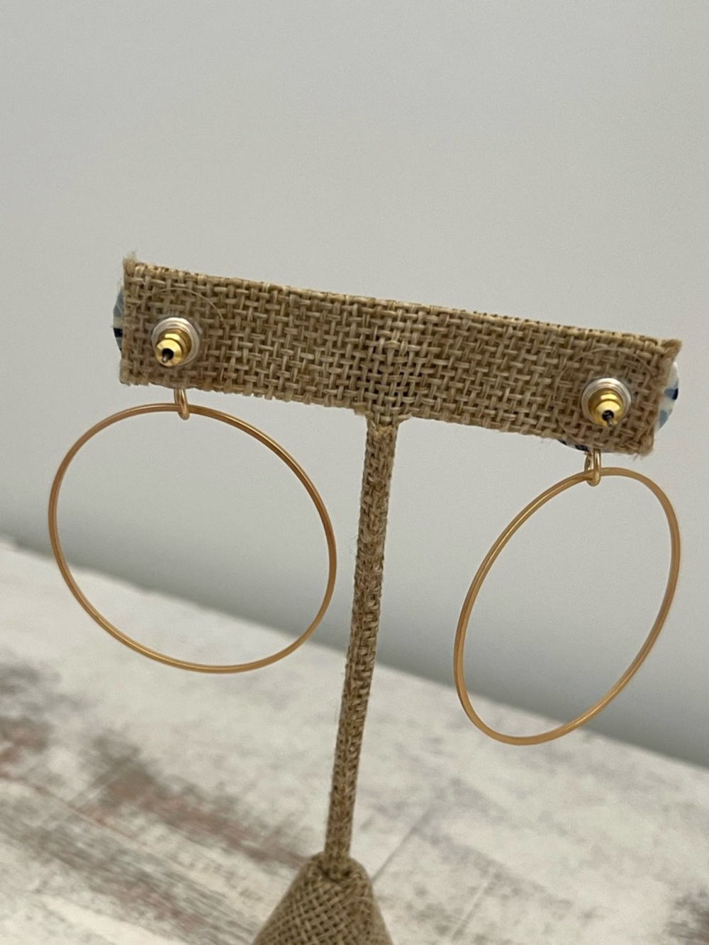 Stitch Fix Blue & White Gold Tone Hoop Pierced Earrings - Picture 7 of 10